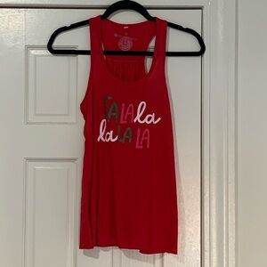 Pure Barre Holiday “FaLaLa” Festive Red & Green Tank Top [Small]